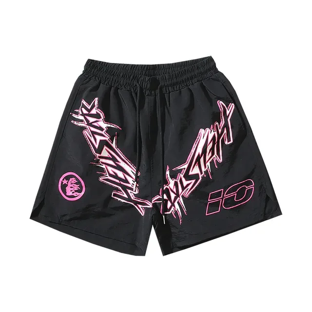 Shorts noirs et roses avec imprimé graphique et taille élastique 5