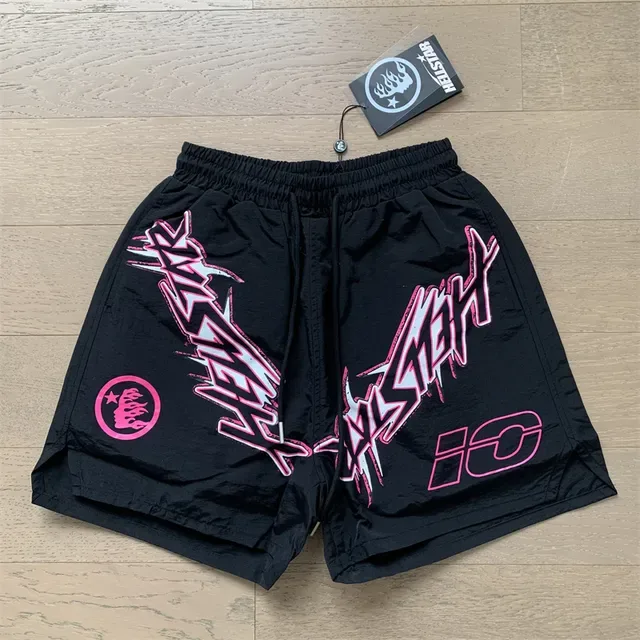 Shorts noirs et roses avec imprimé graphique et taille élastique 7