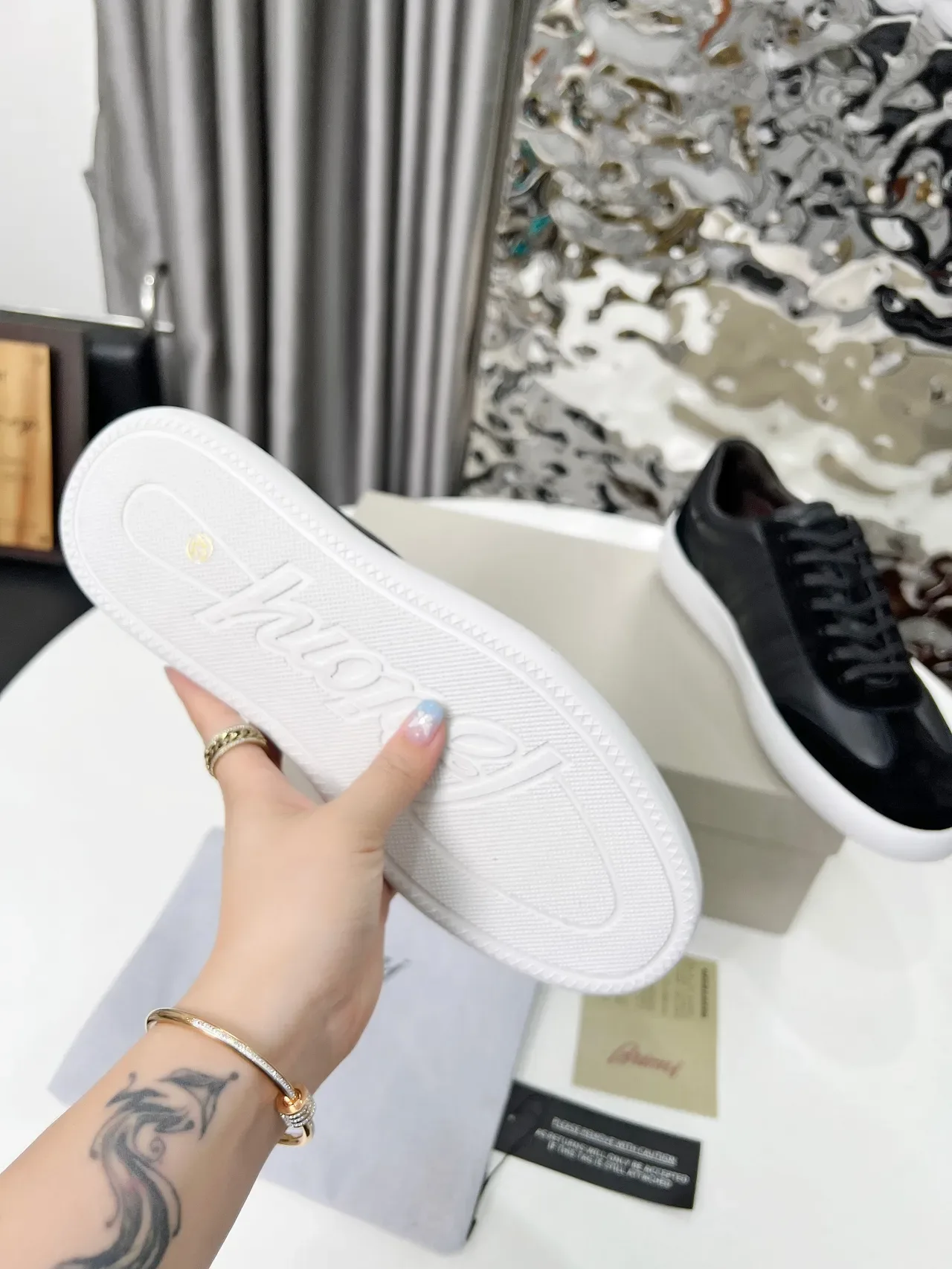 Black and White Platform Leather Suede Low-Top Lifestyle Sneakers 2