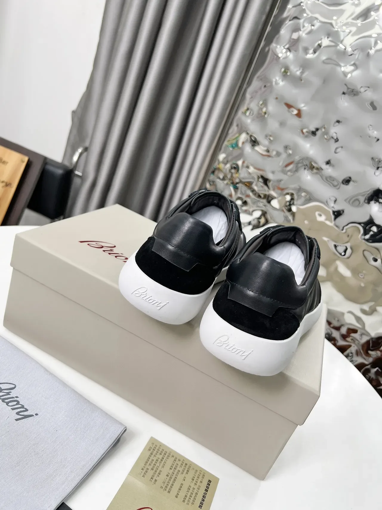 Black and White Platform Leather Suede Low-Top Lifestyle Sneakers 4
