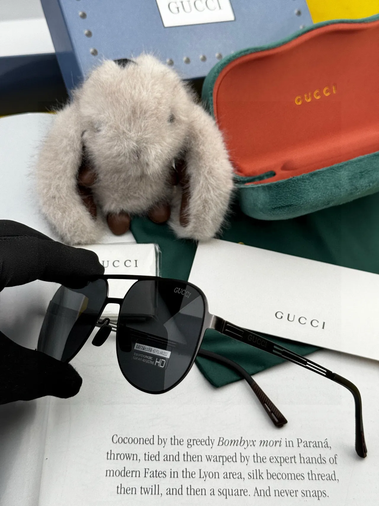 Black Aviator-Style Gradient Lens Sunglasses 5