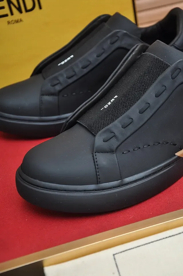 Black Beige Slip-On Padded Collar Sneakers 8