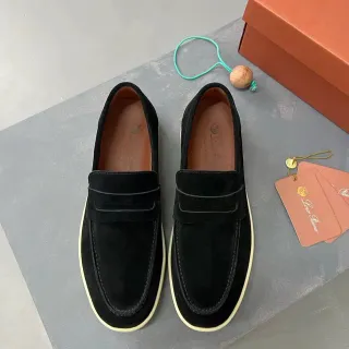 Mocassim Penny de camurça preto e bege