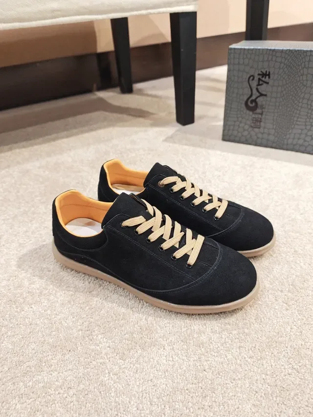 Black Beige Suede Upper Contrast Laces Casual Shoes 5