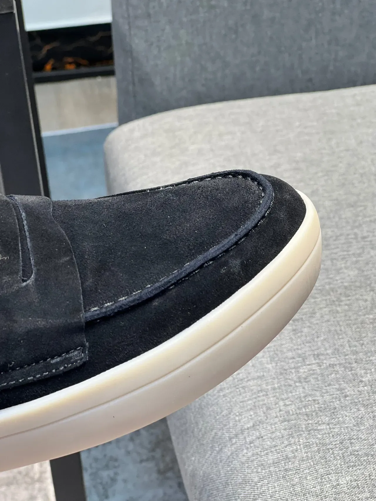 Black Beige Suede Upper Penny Strap Loafer 3