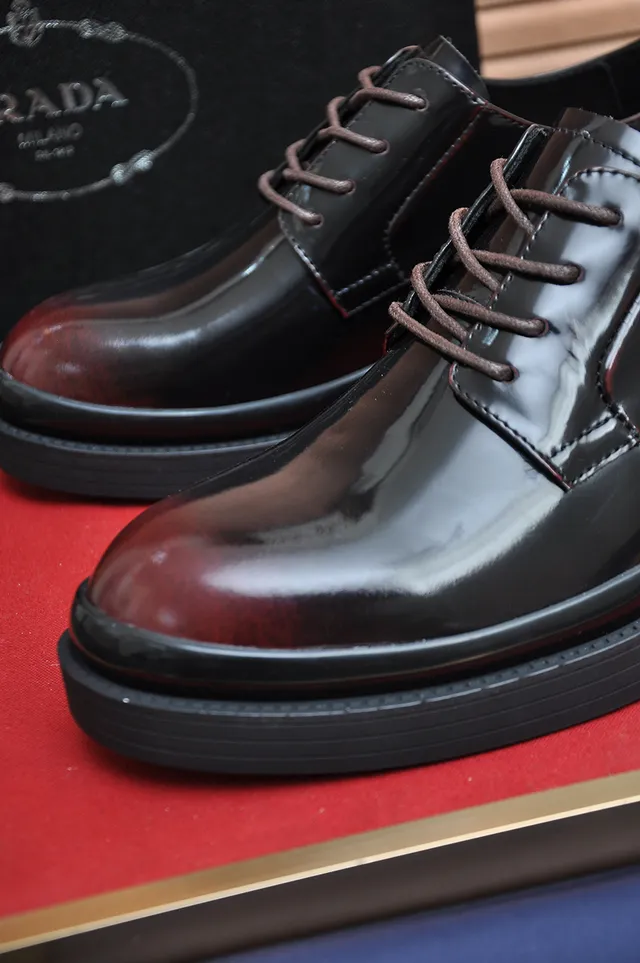 Black Brown Glossy Patent Leather Upper Cap Toe Construction Oxford Shoes 2