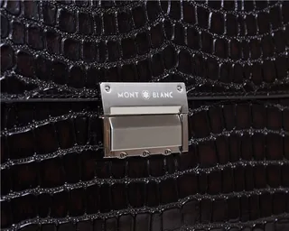Black Crocodile-Embossed Structured Briefcase Handbag 6