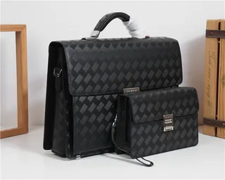 Black Crocodile-Embossed Structured Briefcase Handbag 10