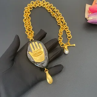 कालो सोनार Curb Chain চকচকে পেন্ডেন্ট নেকলেস