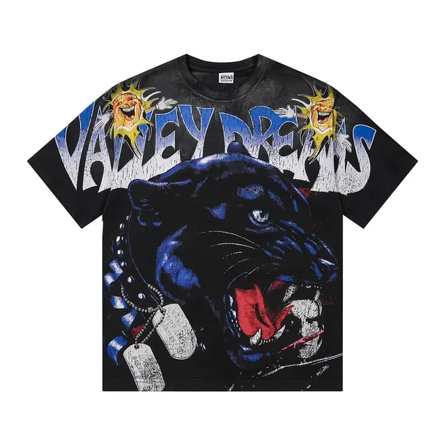Black Graphic Panther Print Oversized T-Shirt 2