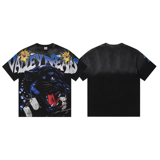 Black Graphic Panther Print Oversized T-Shirt 4