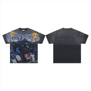 Black Graphic Panther Print Oversized T-Shirt 9