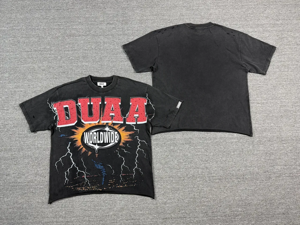 Black Graphic-Print Distressed Oversized T-Shirt 4