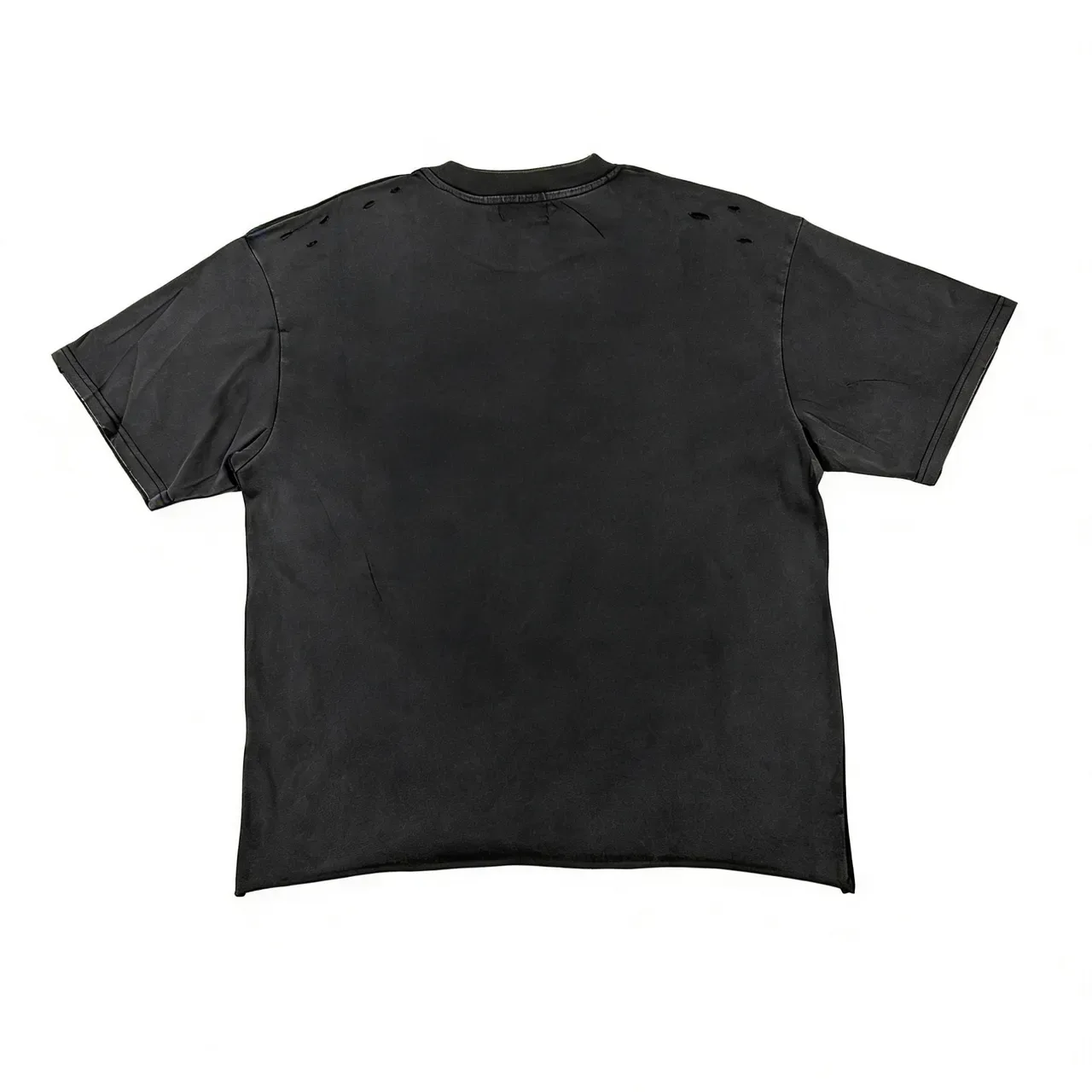 Black Graphic-Print Distressed Oversized T-Shirt 8
