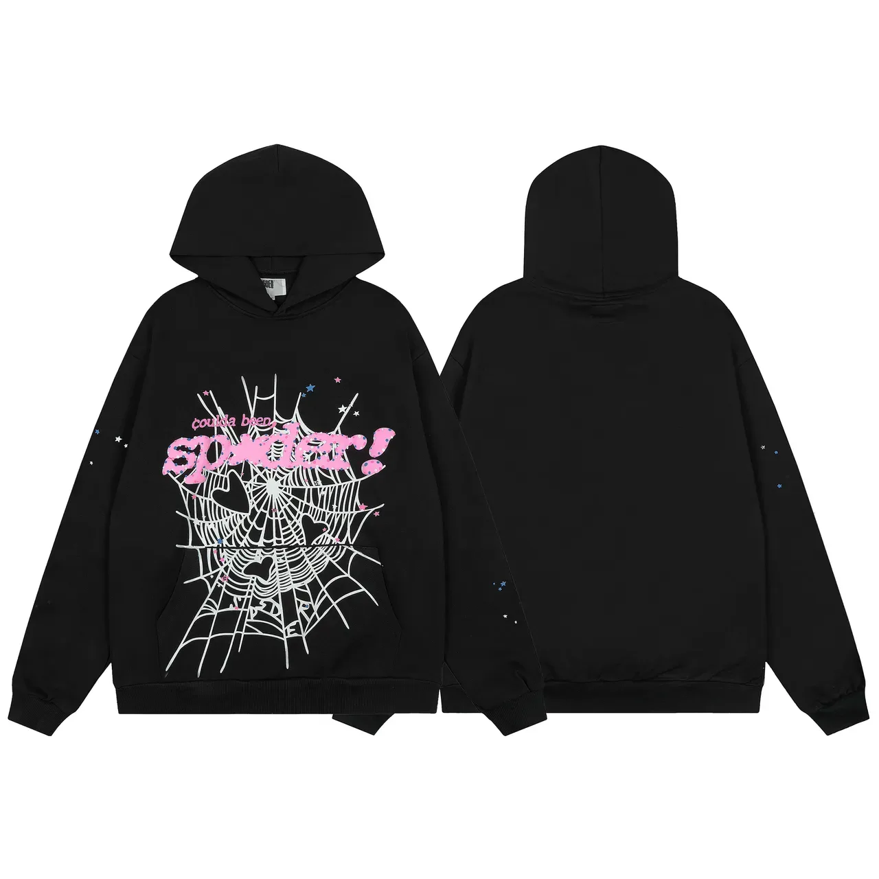 Black Graphic Spiderweb Print Oversized Hoodie and Jogger Tracksuit 6
