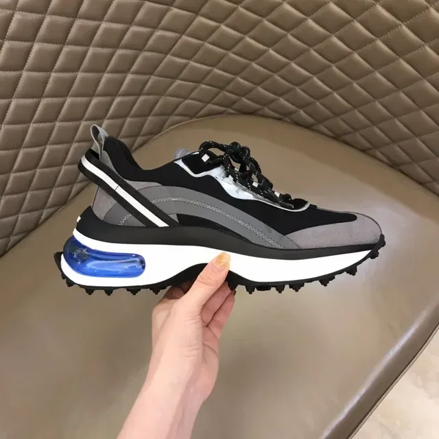 Sneaker Lifestyle Noir, Gris et Bleu à semelle chunky 4
