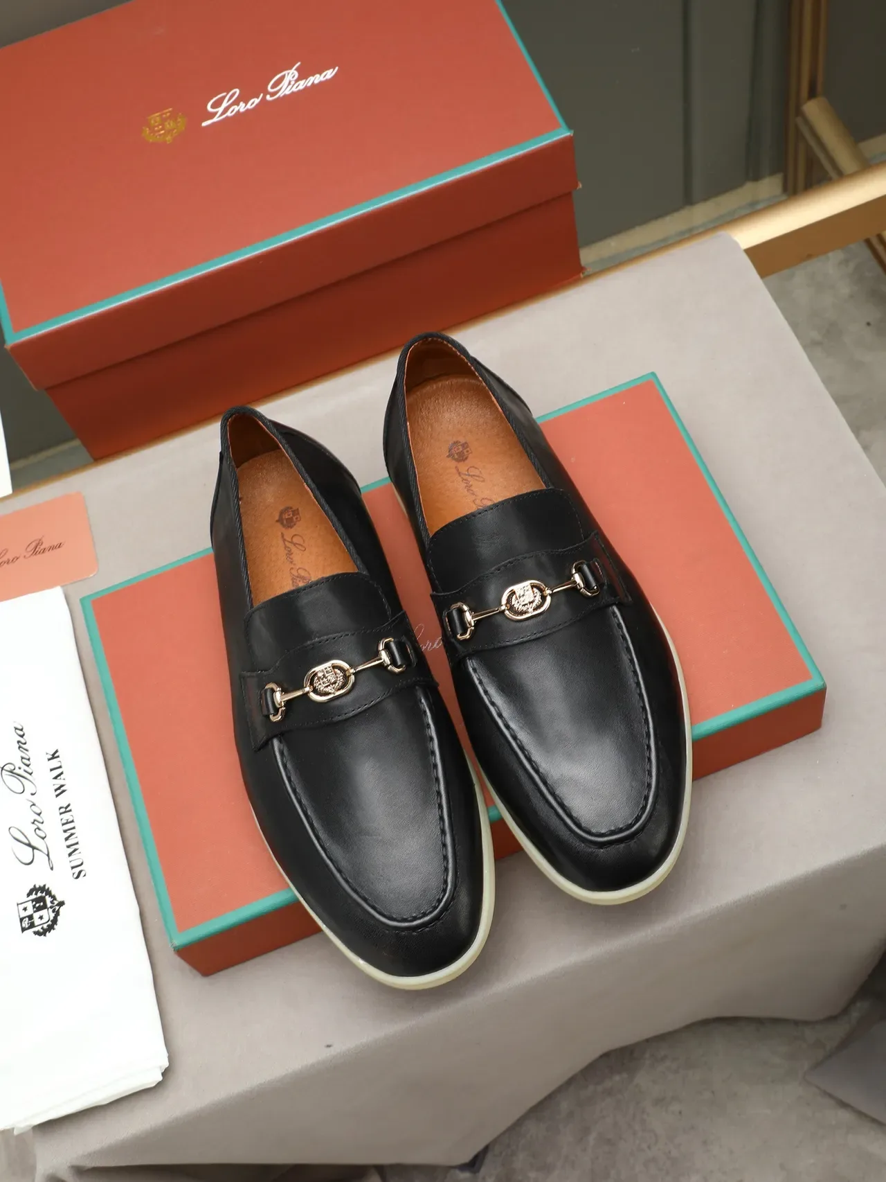 Black Leather Horsebit Buckle Loafer 2