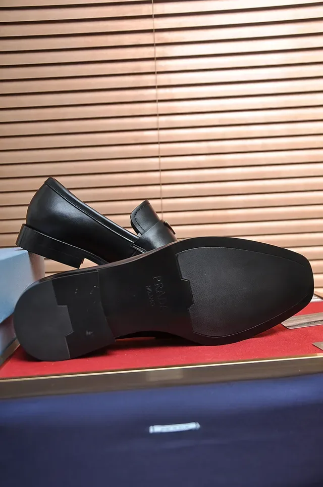 Black Leather Penny Style Loafer 4