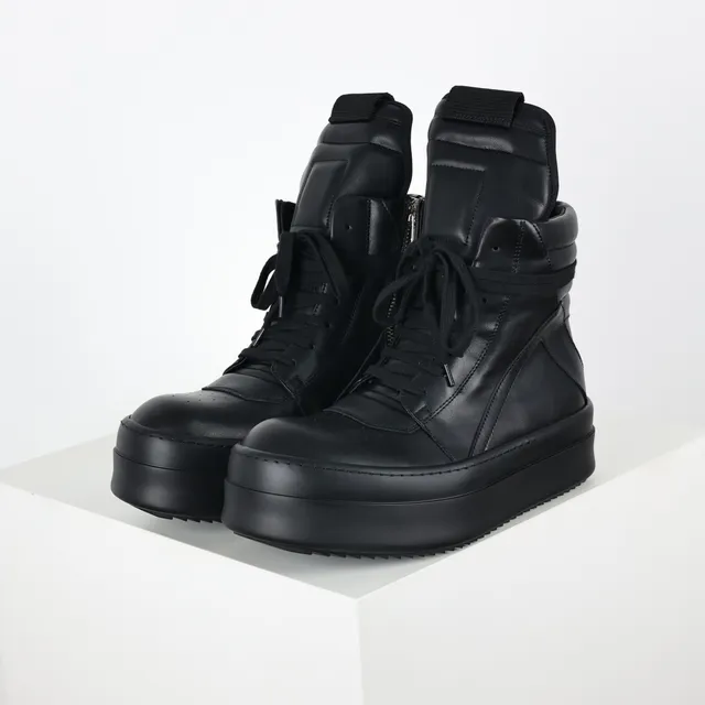 Bottines de cheville en cuir à plateforme noires 2
