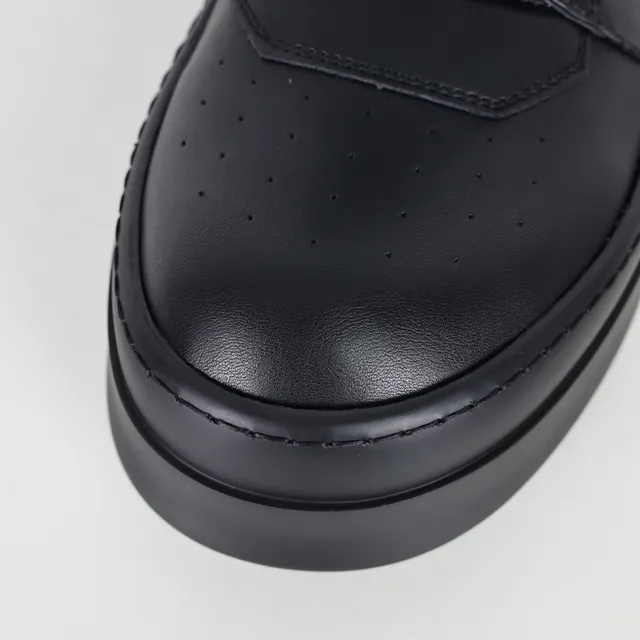 Bottines de cheville en cuir à plateforme noires 5