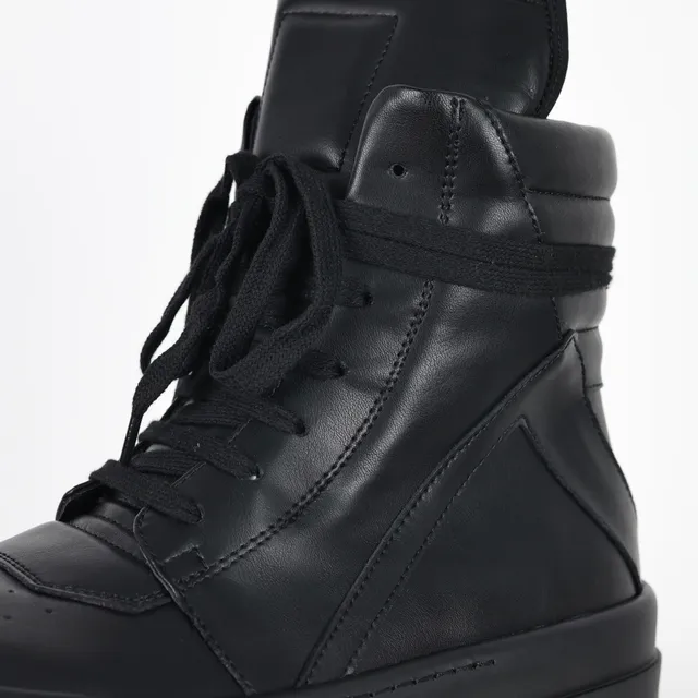 Bottines de cheville en cuir à plateforme noires 6