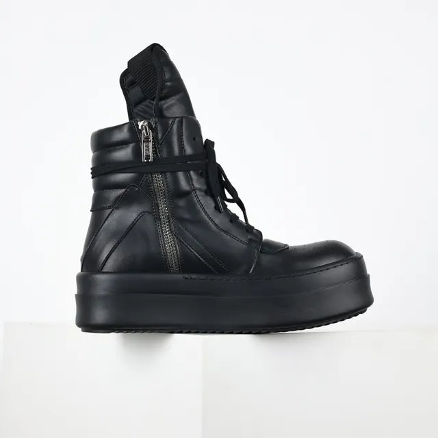 Bottines de cheville en cuir à plateforme noires 7