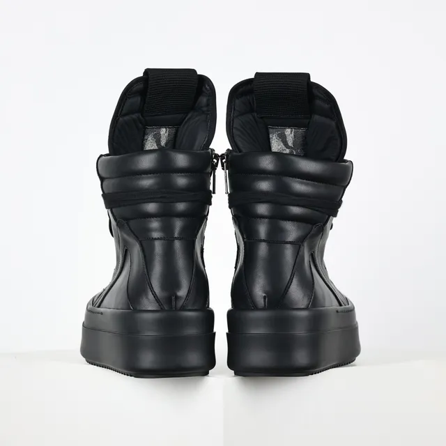 Bottines de cheville en cuir à plateforme noires 8