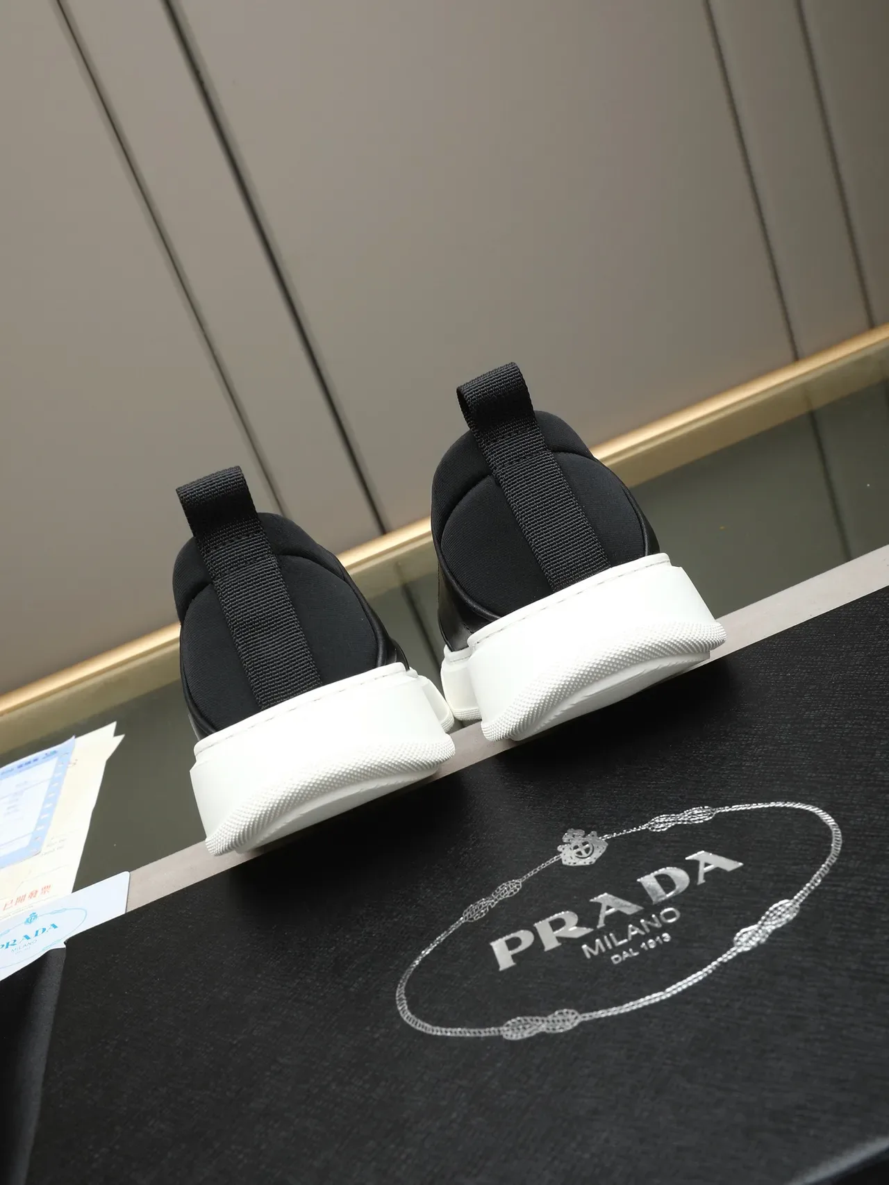 Black Leather Slip-On Platform Casual Shoe 3