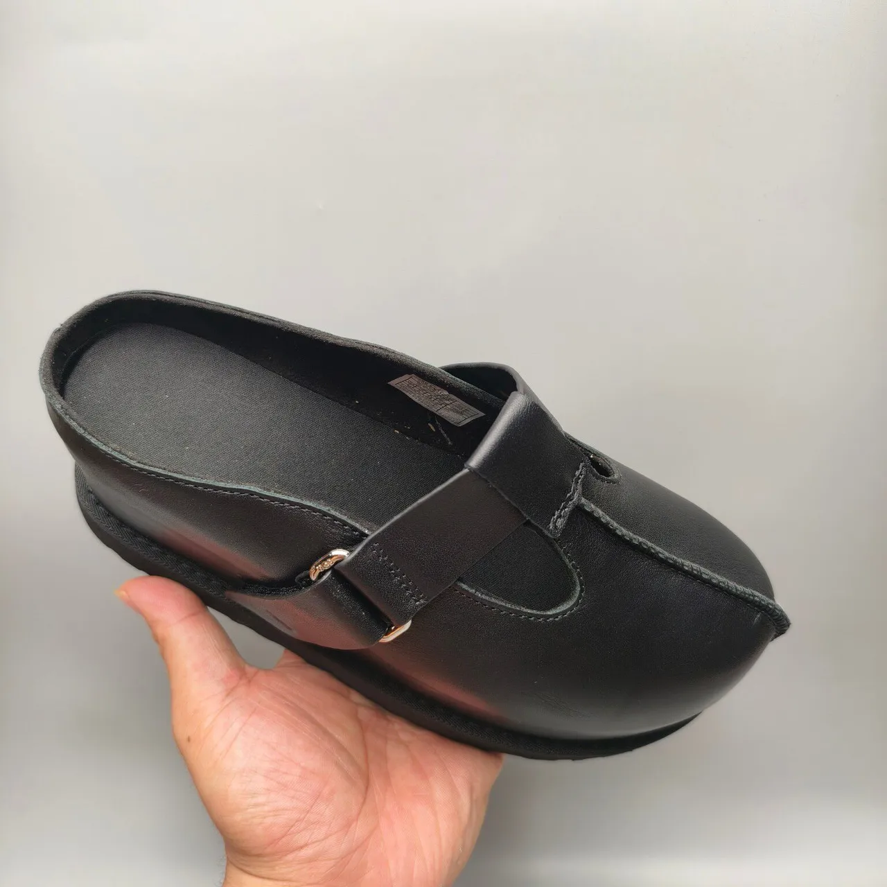 Black Leather T-Strap Buckle Platform Mary Jane Shoes 3