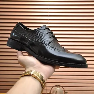 Black Patent And Textured Leather Wingtip Brogue
