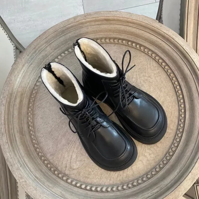Black Platform Lace-Up Ankle Boots 2