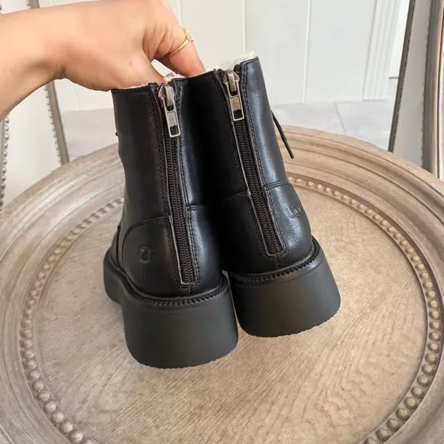 Black Platform Lace-Up Ankle Boots 5