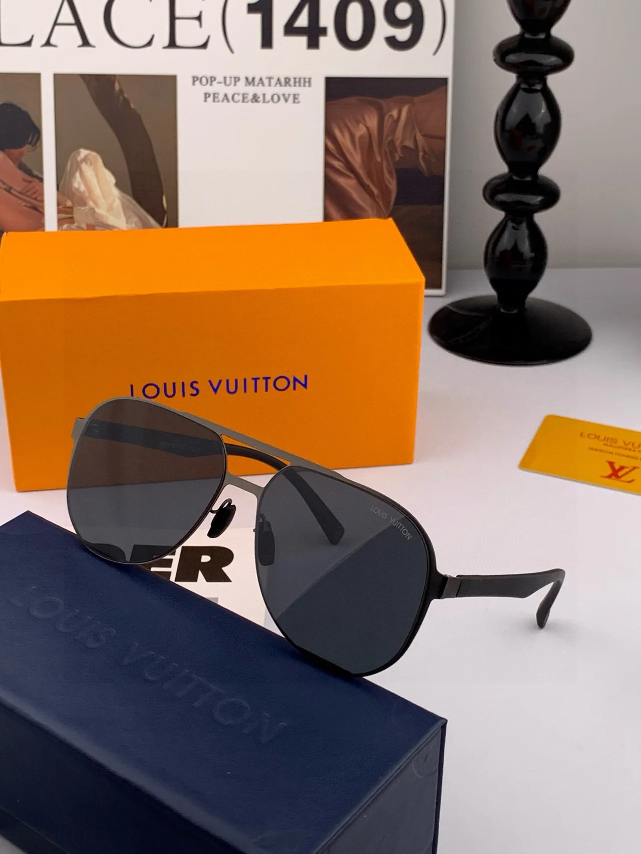 黑色银色飞行员风格金属框太阳镜 2