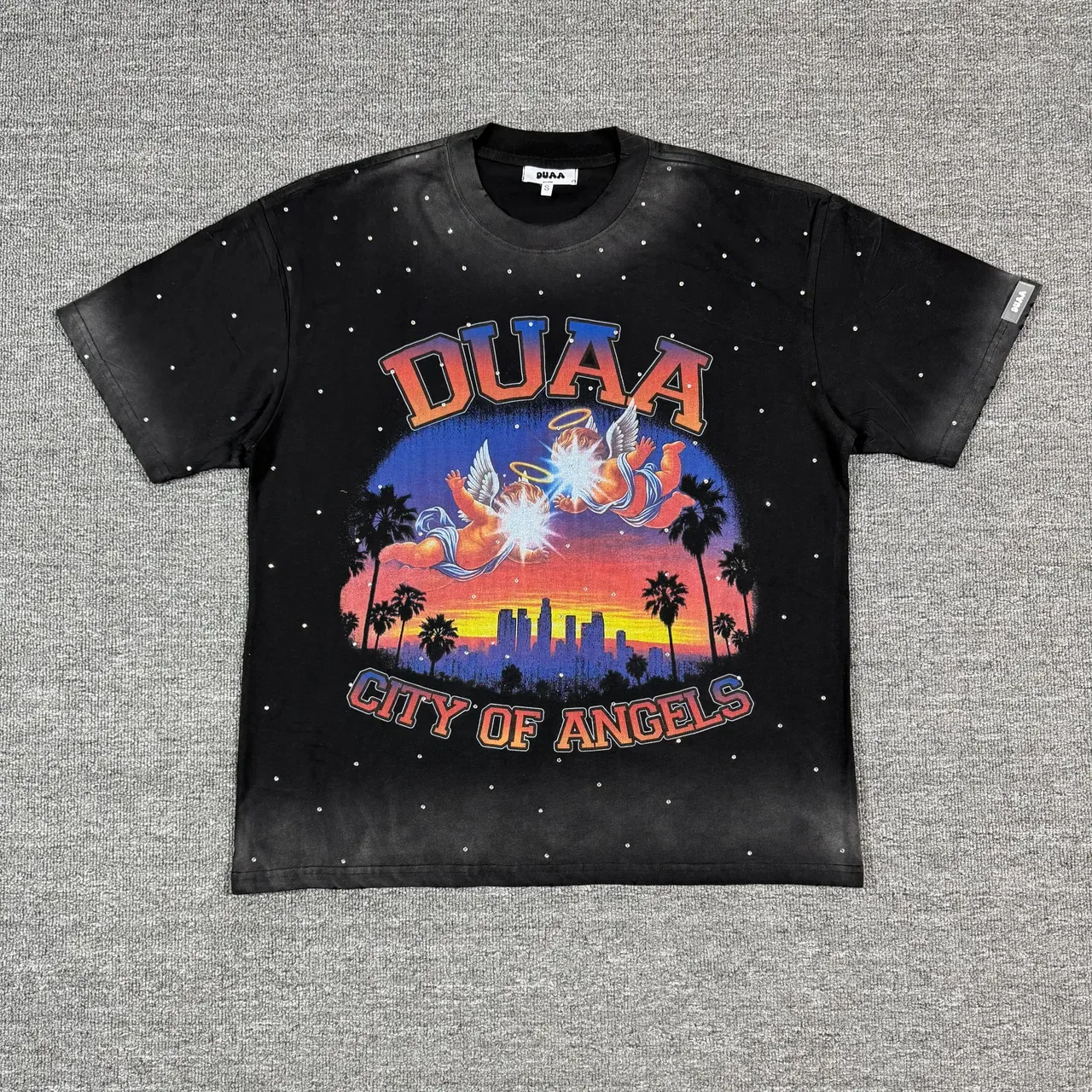 Black Speckled Graphic Print Oversized T-Shirt 4
