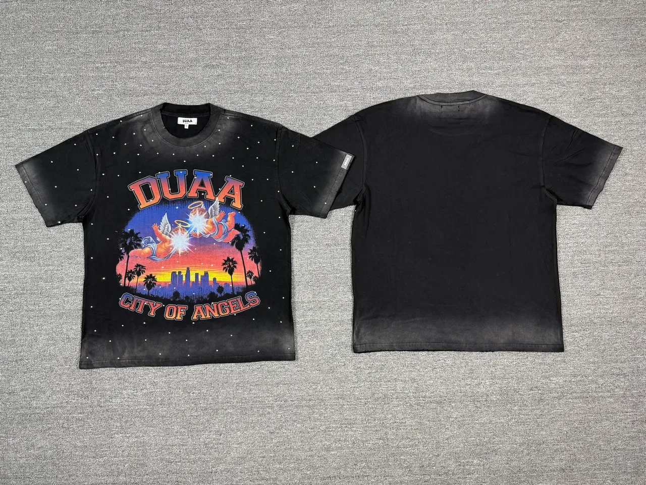 Black Speckled Graphic Print Oversized T-Shirt 5