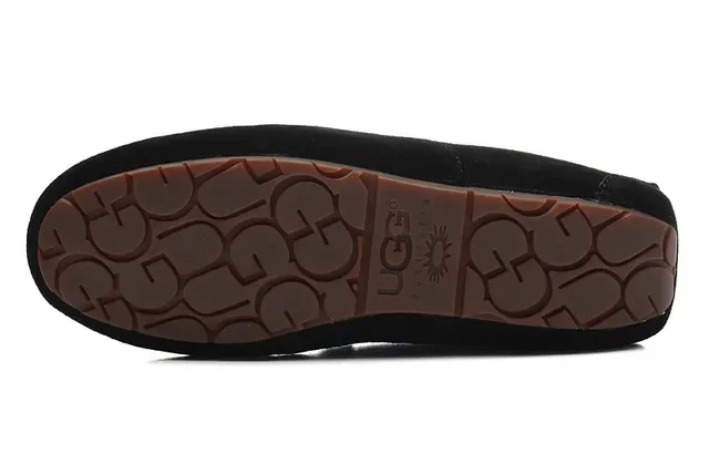 Loafers de camurça preta forrados com shearling, moccasins costurados, slip-on 9