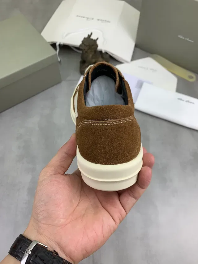 Brown Beige Suede Upper Contrast White Side Panel Sneakers 3