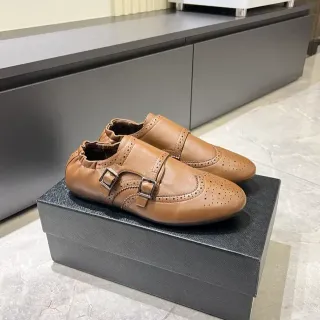 Brown Black Brogue-Perforated Strap Monk Shoes