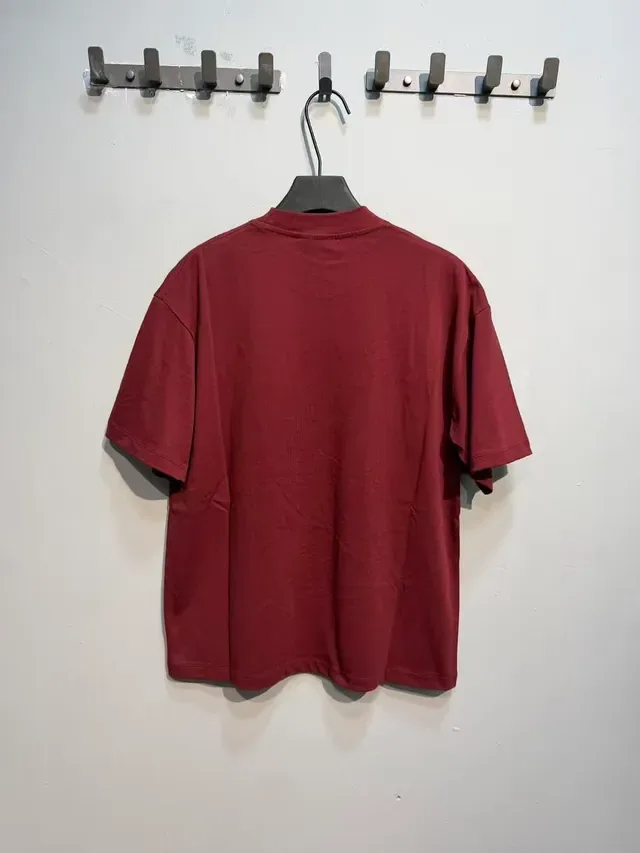 Burgundy Black Oversized Fit Graphic Print T-Shirt 11