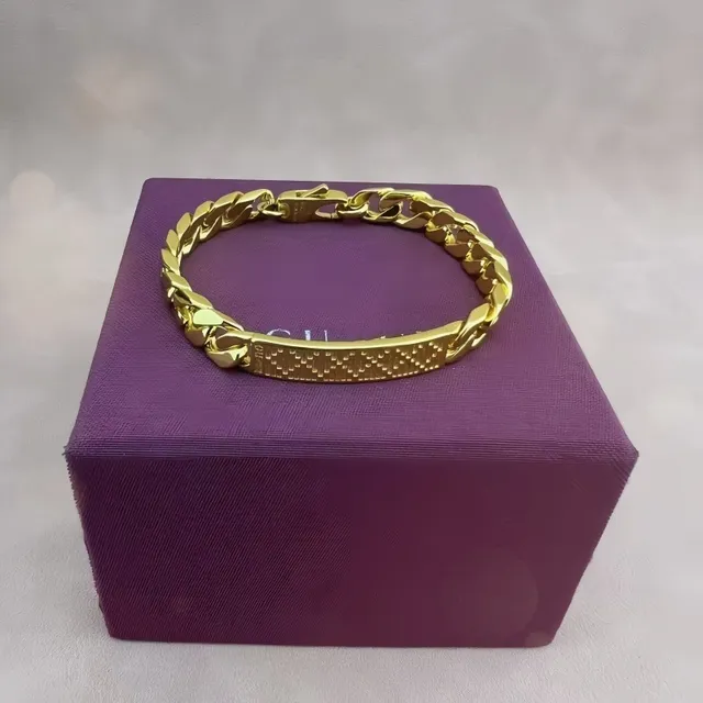 Chunky Curb Chain Engraved Plate Bracelet 6