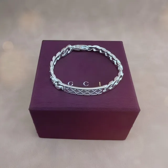 Chunky Curb Chain Engraved Plate Bracelet 7