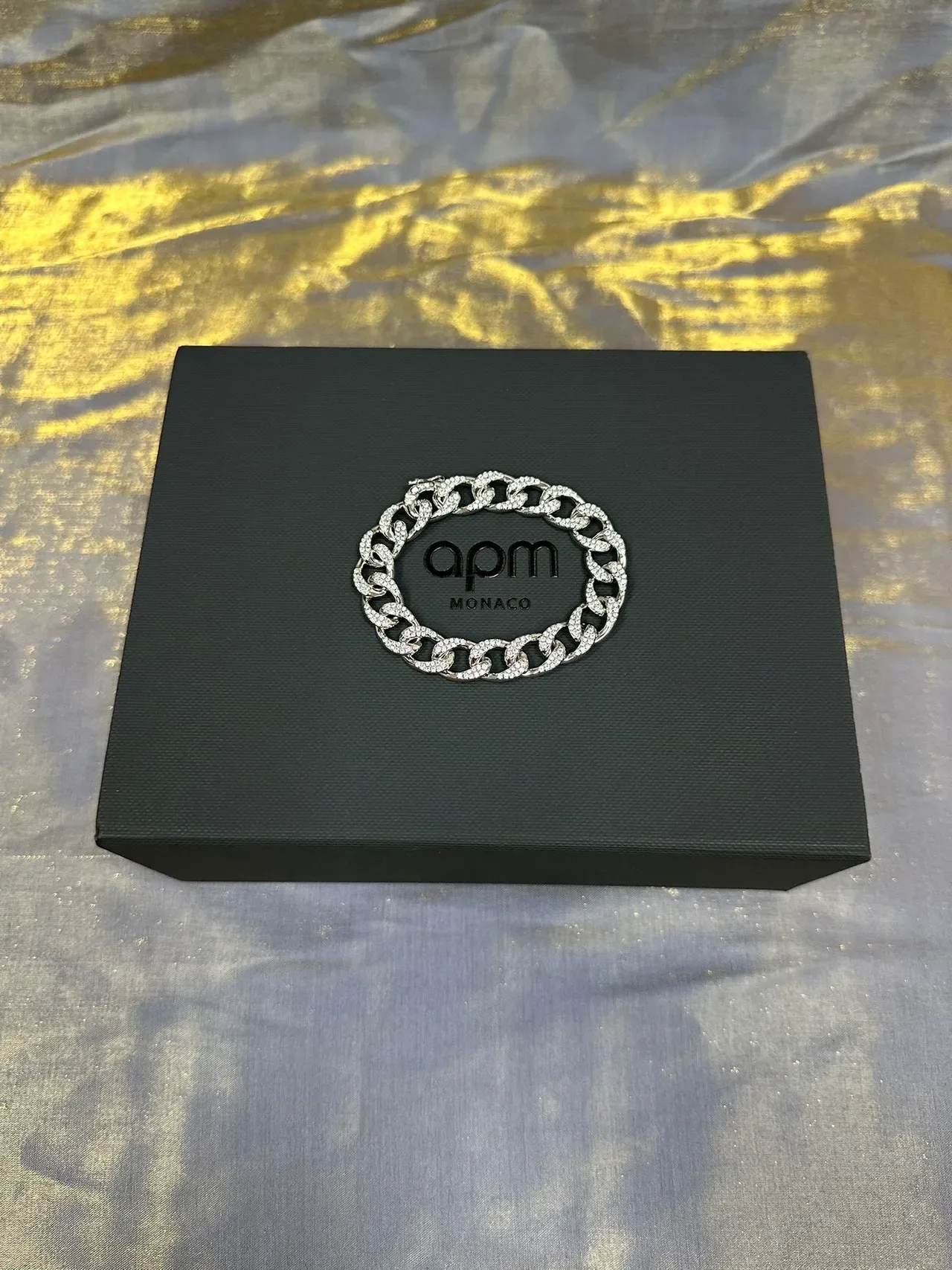 Chunky Curb-Link Pavé-Set Silver-Toned Bracelet 5