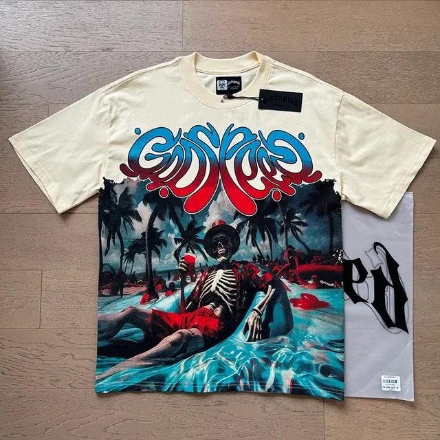 Cream Graphic-Print Oversized Double-Sided Art T-Shirt 6