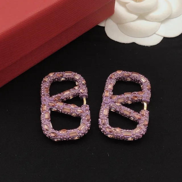 Crystal-Encrusted Lavender Double-Loop Hardware Jewelry 6
