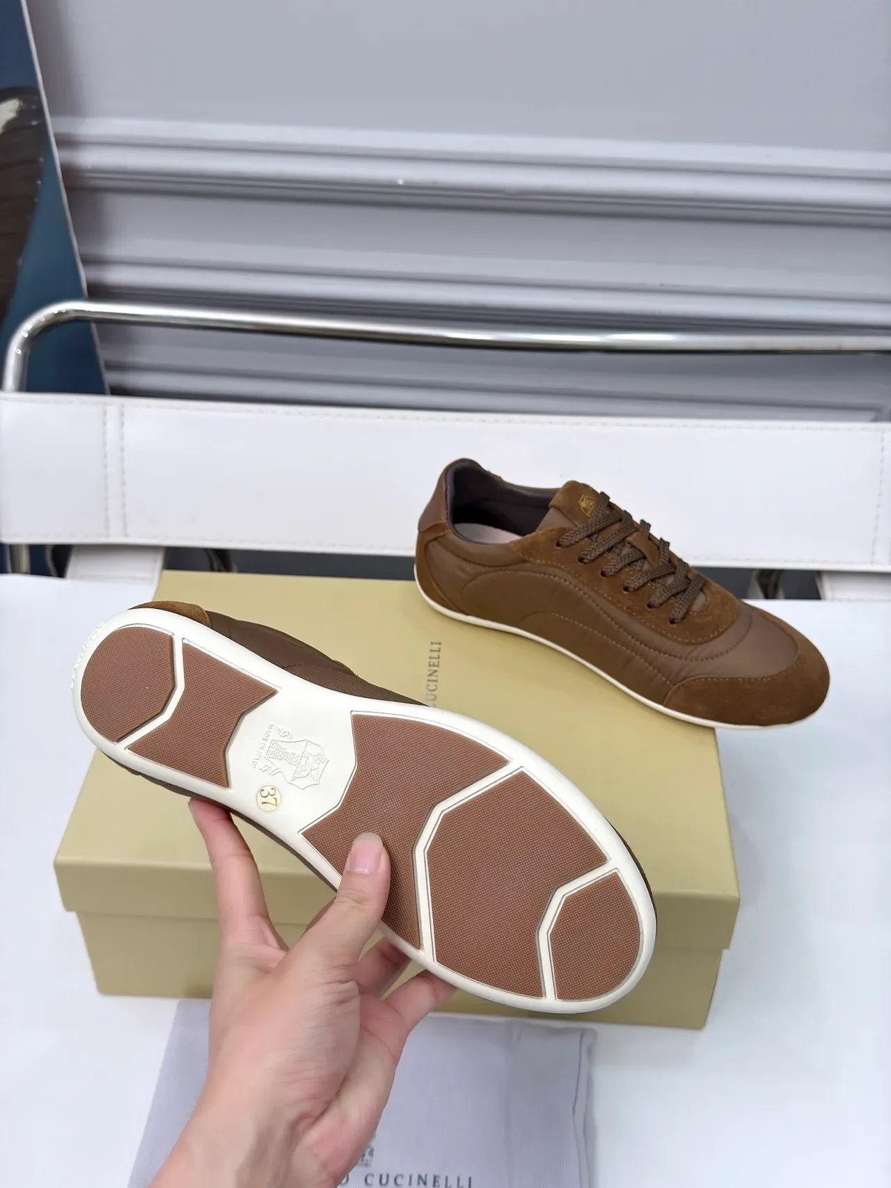 Cucinelli Zapatillas Lifestyle de Ante y Textil Marrón 2