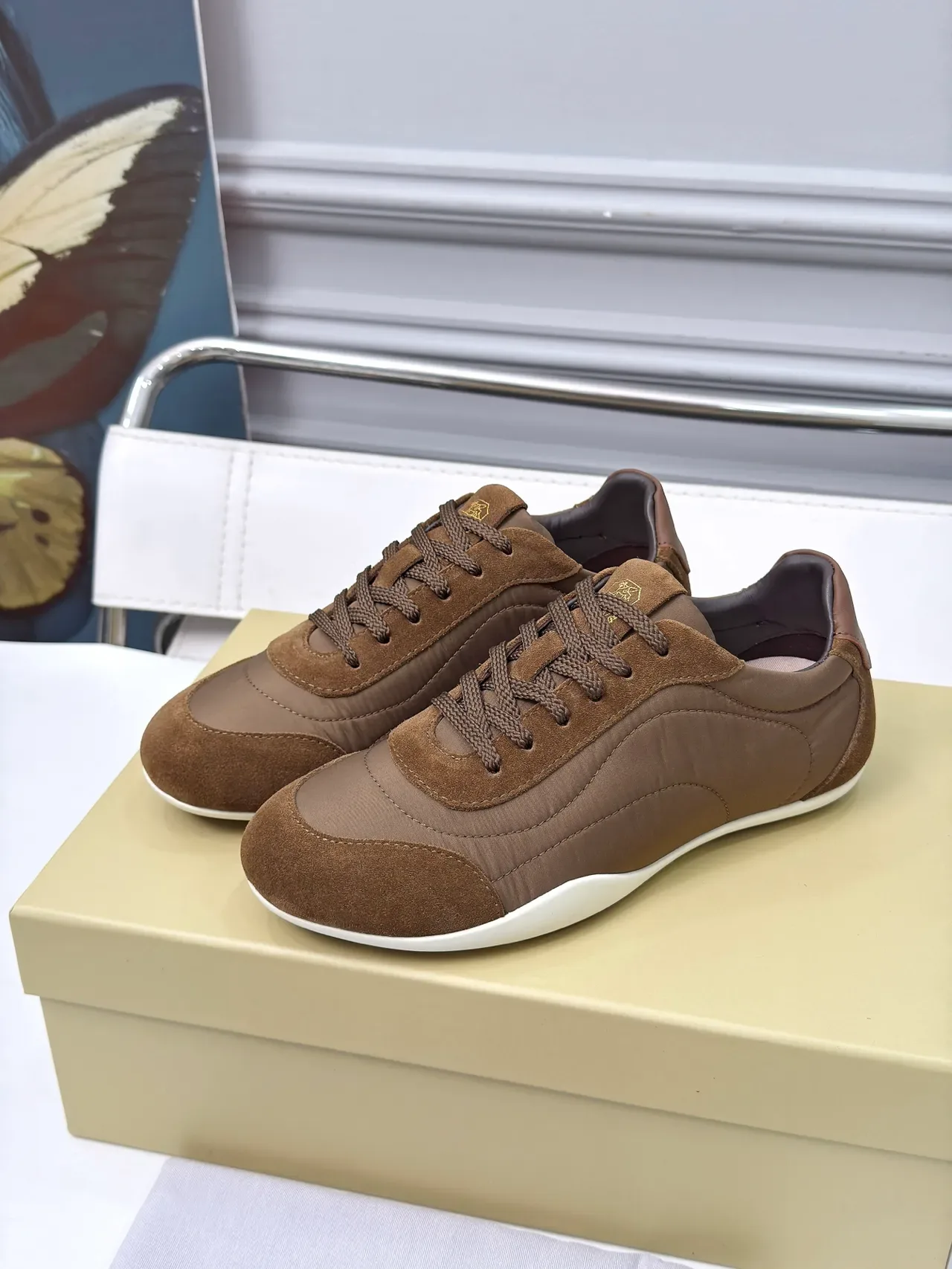Cucinelli Zapatillas Lifestyle de Ante y Textil Marrón 5