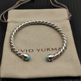 David Yurman Cable Classic ملتوي فضي وفيروزي سوار