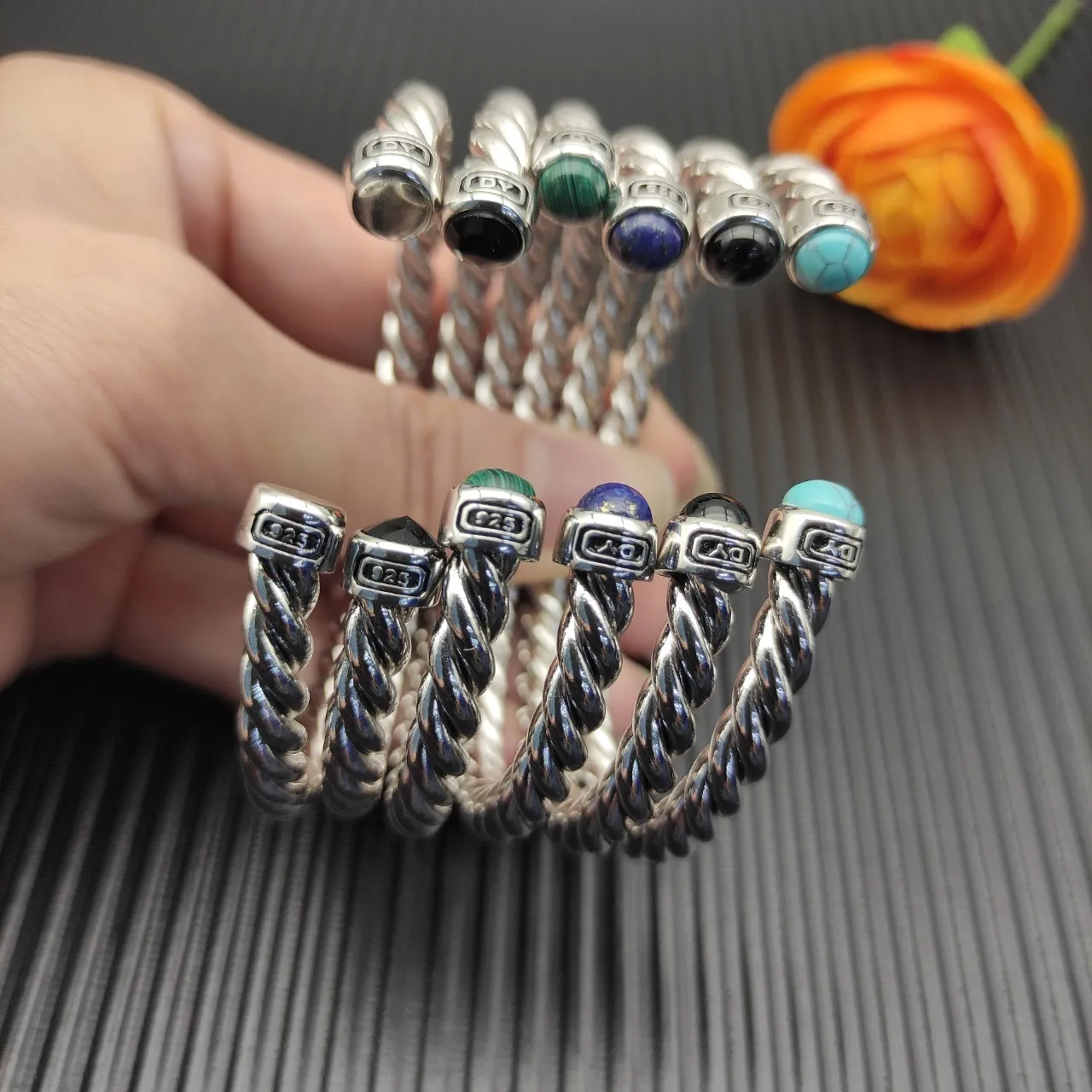 David Yurman Cable Classic Twisted Silver and Turquoise Bracelet 2