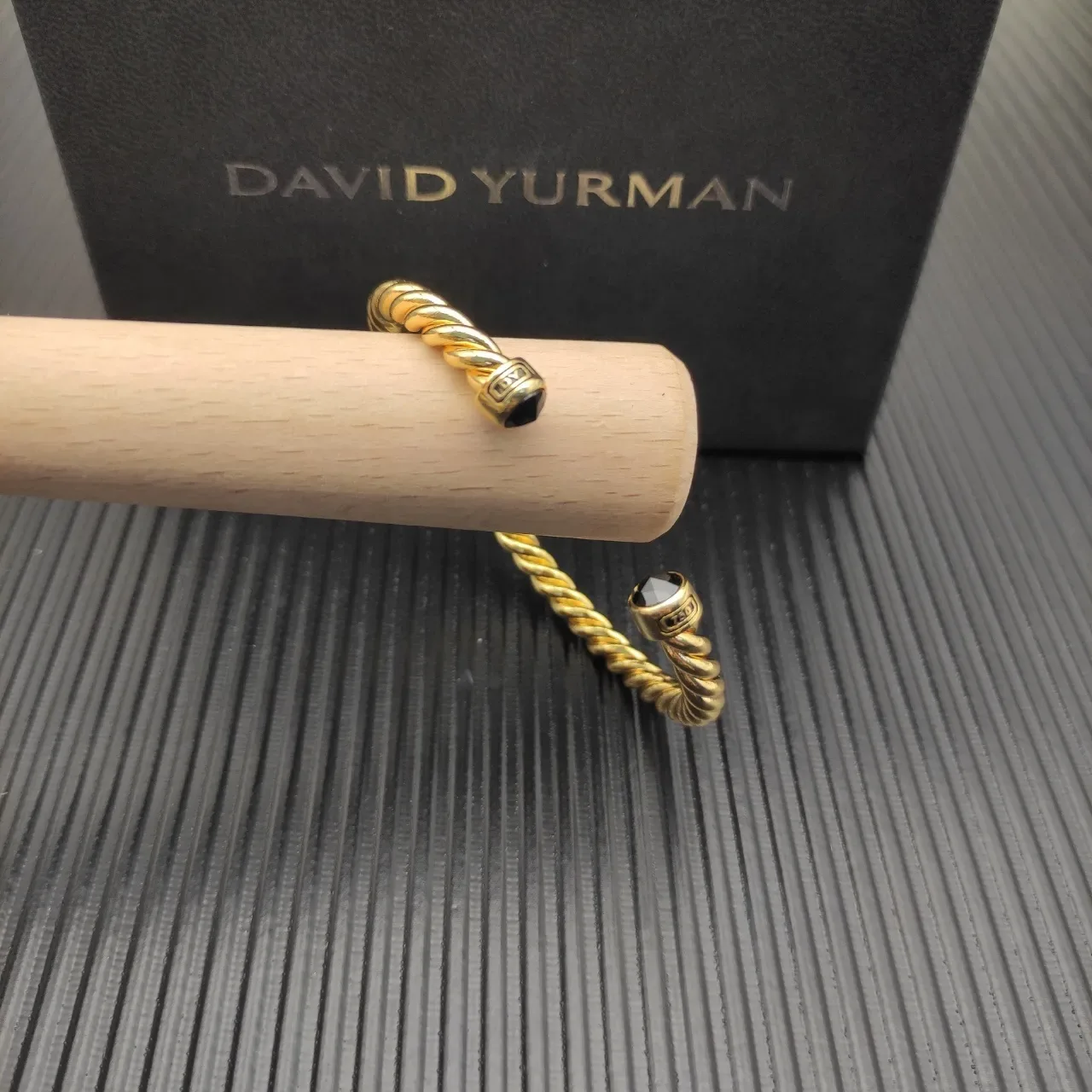 David Yurman Cable Classics Gold Black Twisted Bracelet 8