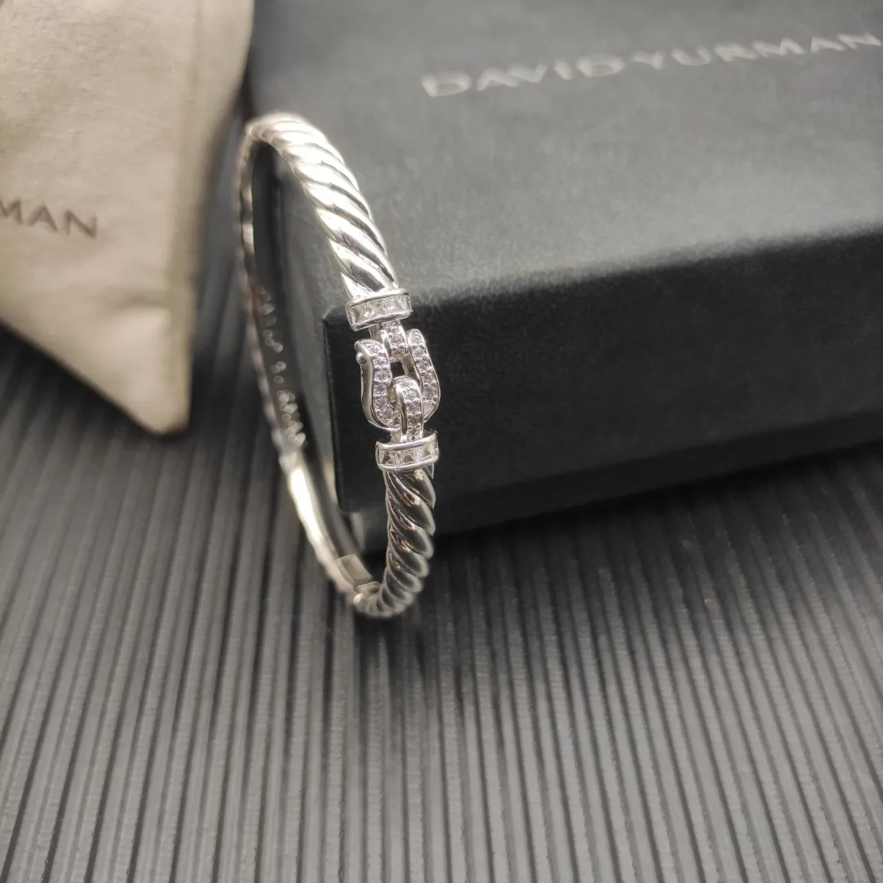 David Yurman Cable Classics Twisted Cable Diamond Clasp Bracelet 6